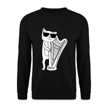 Harp Harper Harpist Musical Cat Lovers - Unisex Sweatshirt - black - Front - Alina (178cm) & Michal (187cm)