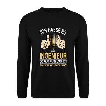 Ingenieur Spruch - Unisex Pullover - Schwarz - Vorne - Alina (178cm) & Michal (187cm)