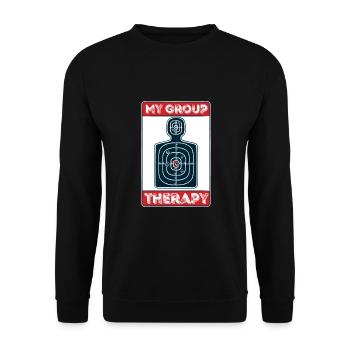 Meine Gruppen Therapie - Waffe Waffen Schießsport - Unisex Pullover - Schwarz - Vorne - Alina (178cm) & Michal (187cm)