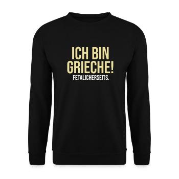 Griece Fetalicherseits - Flachwitz - Unisex Pullover - Schwarz - Vorne - Alina (178cm) & Michal (187cm)