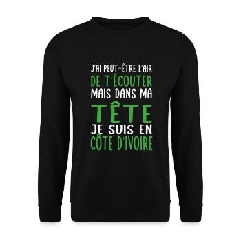 Dans ma tête je suis en Côte d'Ivoire - Sweat-shirt Unisexe - noir - Devant - Alina (178cm) & Michal (187cm)