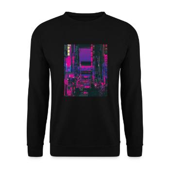 80er Retro Vaporwave Ästhetik Japan Tokio - Unisex Pullover - Schwarz - Vorne - Alina (178cm) & Michal (187cm)