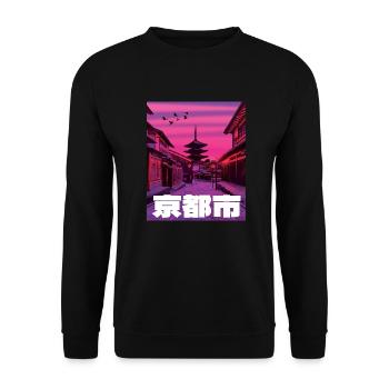 Japan Japanese Art Vintage Kyoto - Unisex Sweatshirt - black - Front - Alina (178cm) & Michal (187cm)