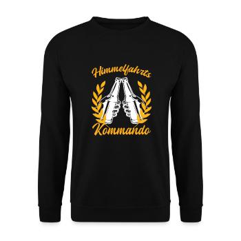 Himmelfahrtskommando lustiger Spruch - Unisex Pullover - Schwarz - Vorne - Alina (178cm) & Michal (187cm)