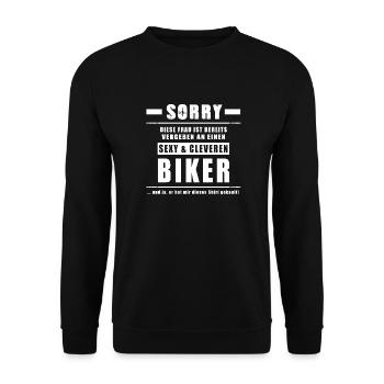 Biker T-Shirt - Diese Frau Ist Bereits Vergeben .. - Unisex Pullover - Schwarz - Vorne - Alina (178cm) & Michal (187cm)