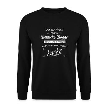 DEUTSCHE DOGGE - Du bist kacke - Unisex Pullover - Schwarz - Vorne - Alina (178cm) & Michal (187cm)
