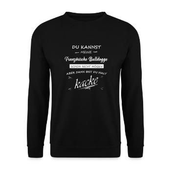 Französische Bulldogge Hund Geschenk Kacke - Unisex Pullover - Schwarz - Vorne - Alina (178cm) & Michal (187cm)