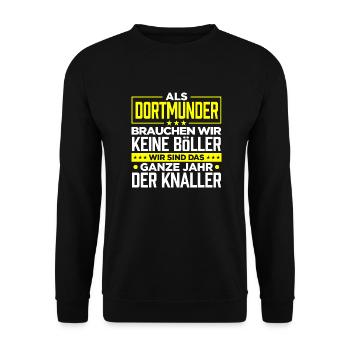 DORTMUNDER - Böller - Unisex Pullover - Schwarz - Vorne - Alina (178cm) & Michal (187cm)