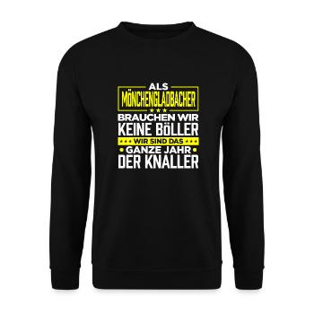 MÖNCHENGLADBACHER- Böller - Unisex Pullover - Schwarz - Vorne - Alina (178cm) & Michal (187cm)