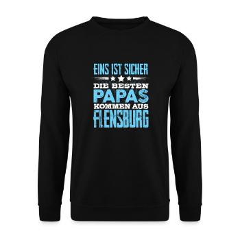 FLENSBURG - Papa - Unisex Pullover - Schwarz - Vorne - Alina (178cm) & Michal (187cm)