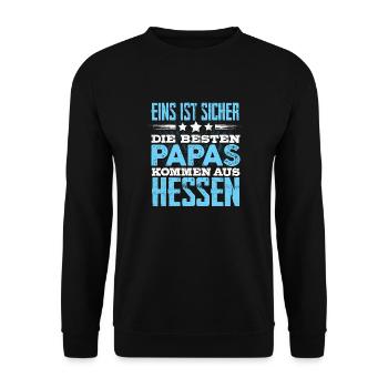 HESSEN - papa - Unisex Pullover - Schwarz - Vorne - Alina (178cm) & Michal (187cm)