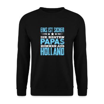 HOLLAND - papa - Unisex Pullover - Schwarz - Vorne - Alina (178cm) & Michal (187cm)