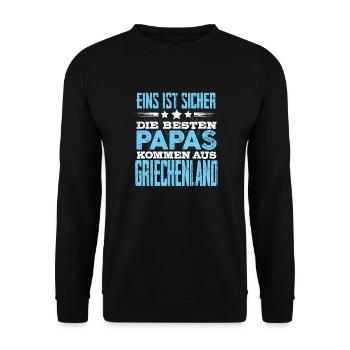 GRIECHENLAND - papa - Unisex Pullover - Schwarz - Vorne - Alina (178cm) & Michal (187cm)