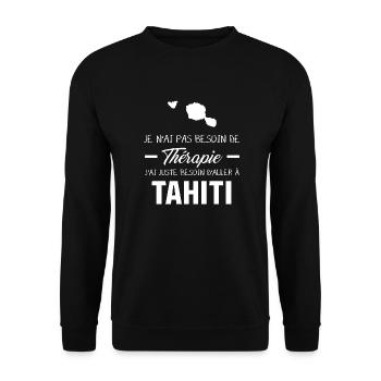 therapie tahiti - Sweat-shirt Unisexe - noir - Devant - Alina (178cm) & Michal (187cm)