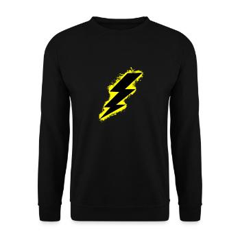 Bolt lightning yellow and black outline - Unisex Sweatshirt - black - Front - Alina (178cm) & Michal (187cm)
