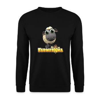 Farmerama Logo und Schaf mit großen Augen - Unisex Pullover - Schwarz - Vorne - Alina (178cm) & Michal (187cm)