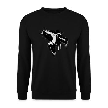 Kamera alt - Unisex Pullover - Schwarz - Vorne - Alina (178cm) & Michal (187cm)