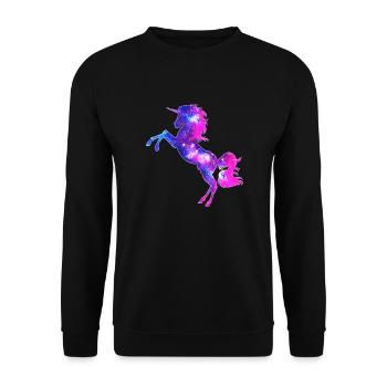 Galaxy Einhorn unicorn space Pferd fantasy Mädchen - Unisex Pullover - Schwarz - Vorne - Alina (178cm) & Michal (187cm)