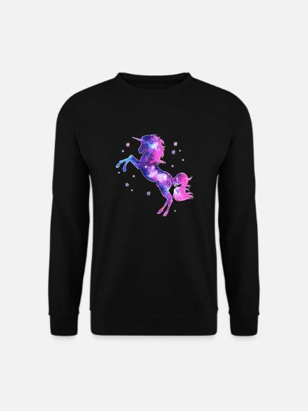 Einhorn unicorn Sterne Fantasy galaxy Universum - Unisex Pullover - Schwarz