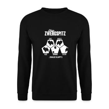 Zwergspitz Hunde Geschenkidee Weihnachten - Unisex Pullover - Schwarz - Vorne - Alina (178cm) & Michal (187cm)