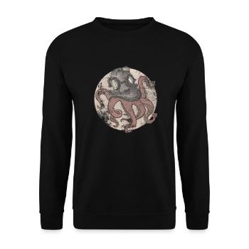 Octopus in diving helmet - Unisex Sweatshirt - black - Front - Alina (178cm) & Michal (187cm)