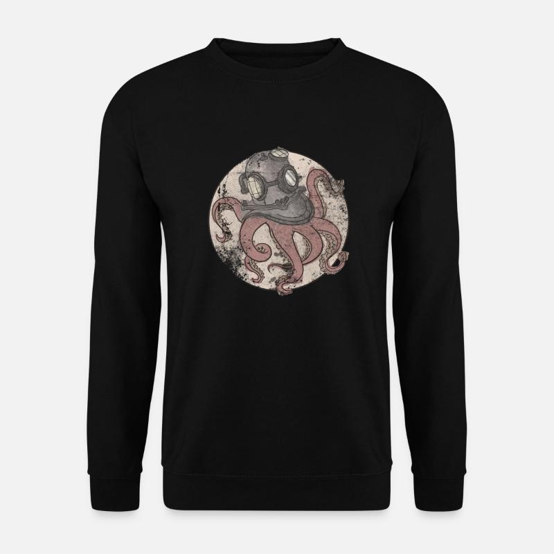 Octopus in diving helmet - Unisex Sweatshirt - black