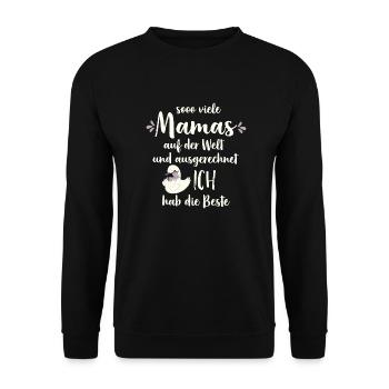 So viele Mamas auf der Welt Muttertag Geschenk - Unisex Pullover - Schwarz - Vorne - Alina (178cm) & Michal (187cm)