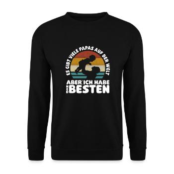 So viele Papas auf der Welt Vatertag Geschenk - Unisex Pullover - Schwarz - Vorne - Alina (178cm) & Michal (187cm)