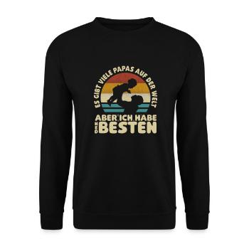 So viele Papas auf der Welt Vatertag Geschenk - Unisex Pullover - Schwarz - Vorne - Alina (178cm) & Michal (187cm)