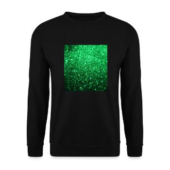 Funkelnder grüner Glitter - Unisex Pullover - Schwarz - Vorne - Alina (178cm) & Michal (187cm)