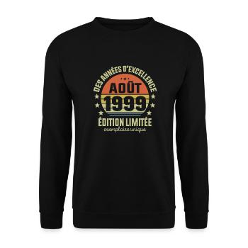 Anniversaire Millésime Fabriqué en Août 1999 - Sweat-shirt Unisexe - noir - Devant - Alina (178cm) & Michal (187cm)