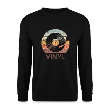 Schallplattenspieler Vinyl Schallplatte Vintage - Unisex Pullover - Schwarz - Vorne - Alina (178cm) & Michal (187cm)