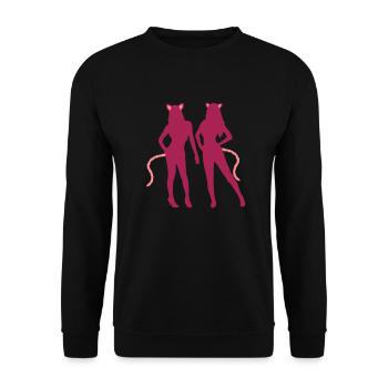 2 Women Cat Ears - Unisex Sweatshirt - black - Front - Alina (178cm) & Michal (187cm)