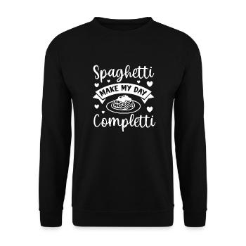 Spaghetti Make Me Completti Pâtes Cuisine - Sweat-shirt Unisexe - noir - Devant - Alina (178cm) & Michal (187cm)