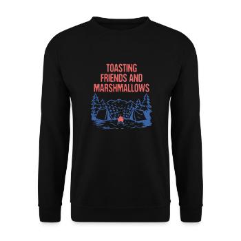 Toasting Friends & Marshmallows Camping Drôle - Sweat-shirt Unisexe - noir - Devant - Alina (178cm) & Michal (187cm)