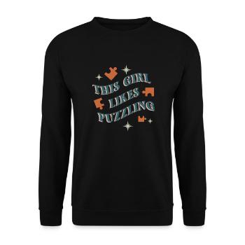 Girl Likes Puzzling Funny Quote Puzzle Jigsaw - Unisex Sweatshirt - black - Front - Alina (178cm) & Michal (187cm)