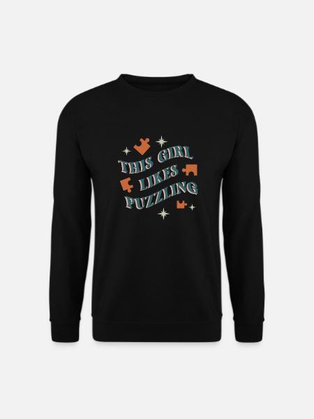 Girl Likes Puzzles-Puzzle, lustiges Zitat - Unisex Pullover - Schwarz