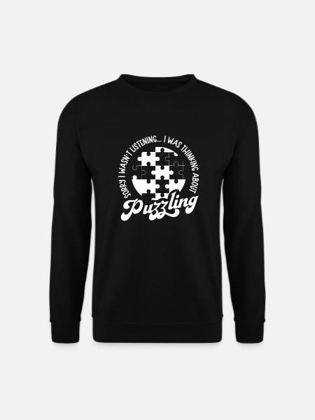Thinking About Puzzling Jigsaw Puzzle - Unisex Sweatshirt - black