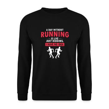 Une journée sans courir, c’est comme un drôle de coureur cool - Sweat-shirt Unisexe - noir - Devant - Alina (178cm) & Michal (187cm)