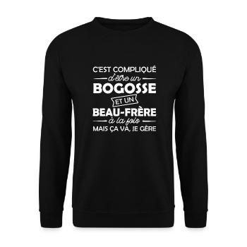 bogosse et beau-frère / humour beau-frère - Sweat-shirt Unisexe - noir - Devant - Alina (178cm) & Michal (187cm)