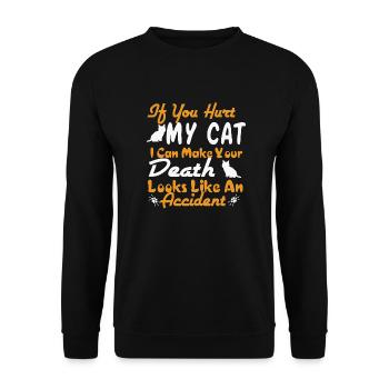Wenn du MEINE Katze verletzt - FUNNY Love Cats - Unisex Pullover - Schwarz - Vorne - Alina (178cm) & Michal (187cm)