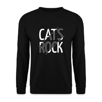 idée actuelle visage de chat tshirts blagues géniales - Sweat-shirt Unisexe - noir - Devant - Alina (178cm) & Michal (187cm)