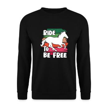 ride to be free - cheval - Sweat-shirt Unisexe - noir - Devant - Alina (178cm) & Michal (187cm)