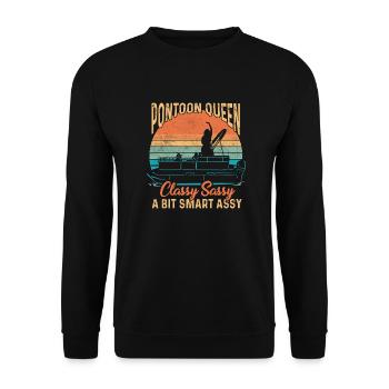 Pontonboot Kapitän Bootfahren See Pontoon - Unisex Pullover - Schwarz - Vorne - Alina (178cm) & Michal (187cm)