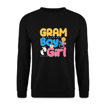 Pink or Blue Gram Loves You Best Grandma Ever - Unisex Sweatshirt - black - Front - Alina (178cm) & Michal (187cm)