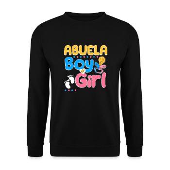 Pink or Blue Abuela Loves You Spanish Grandmother - Unisex Pullover - Schwarz - Vorne - Alina (178cm) & Michal (187cm)