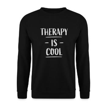therapy is cool Zitat - Unisex Pullover - Schwarz - Vorne - Alina (178cm) & Michal (187cm)