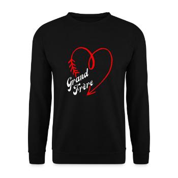 grand frère cœur - Sweat-shirt Unisexe - noir - Devant - Alina (178cm) & Michal (187cm)
