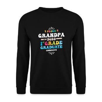 Proud Grandpa of a 1st Grade Class of 2023 - Unisex Sweatshirt - black - Front - Alina (178cm) & Michal (187cm)
