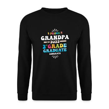 Proud Grandpa of a 2nd Grade Class of 2023 - Unisex Sweatshirt - black - Front - Alina (178cm) & Michal (187cm)